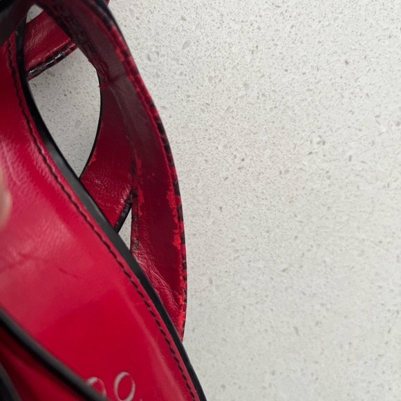 Franco Sarto Red Snakeskin Strappy Sandals With Wood Heel. Size 9 - Picture 8 of 10